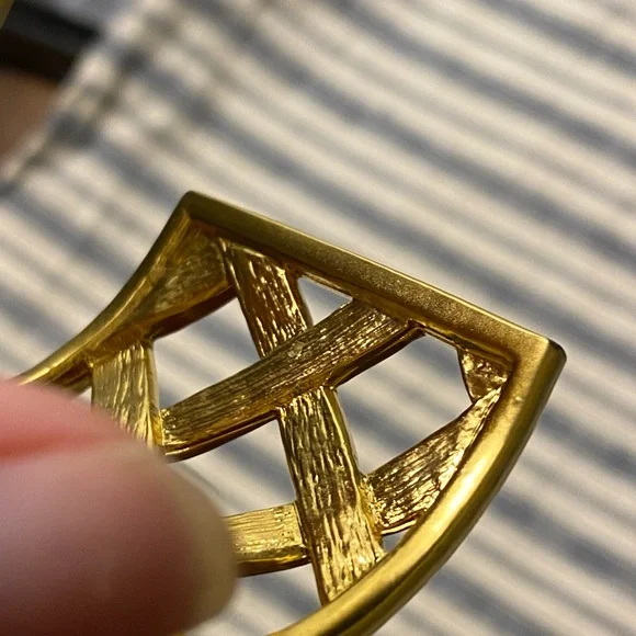 Kenneth Jay Lane KJL Gold Basket Weave Woven Bracelet Cuff 90s - Picture 3 of 8